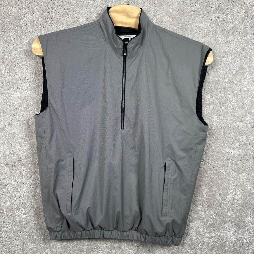 FootJoy Vest Mens Large Gray DryJoys Tour Collection Golf Windbreaker 1/4 Zip
